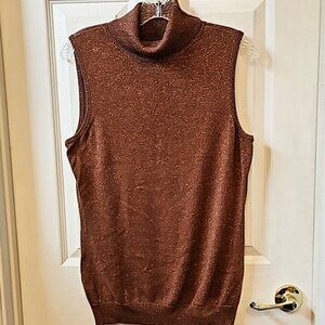 Lane Bryant Copper /  Shimmery Metallic Sleeveless Soft Turtleneck Sweater 14/16